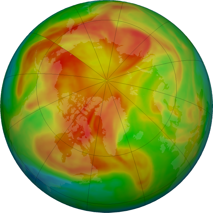 Arctic ozone map for 07 April 2023